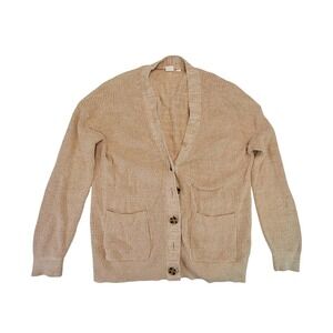 GAP Women Beige Knit Cardigan‎ Button Front Pockets Size S